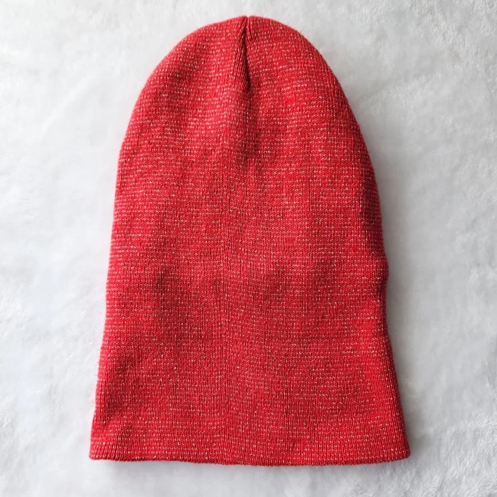 Red Metallic‎ Wool Blend Hat Fleece Lined Beanie Cozy